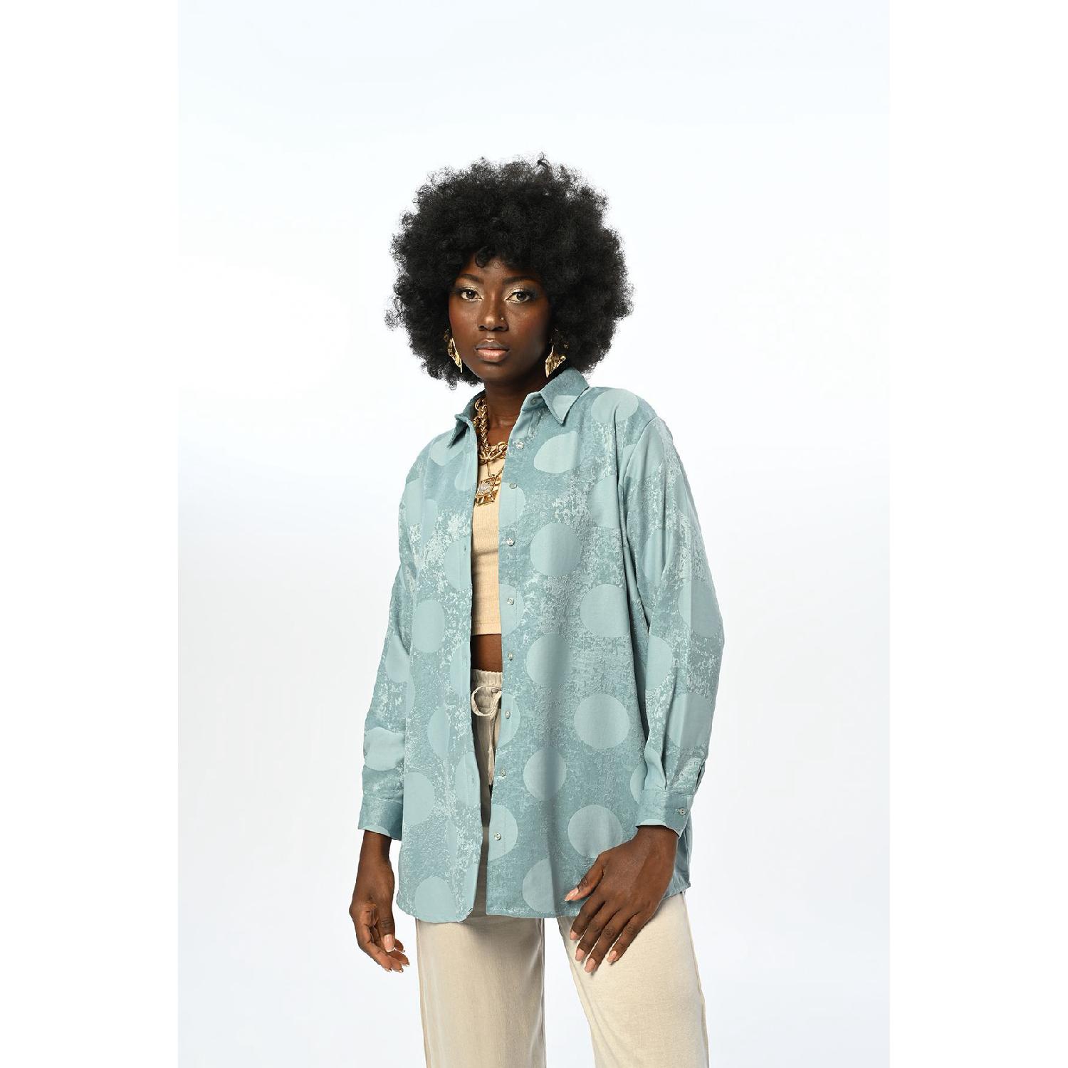 

Polka Dot Patterned Oversized Shirt Standart зелёный