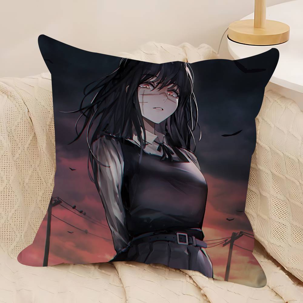 

C-Chainsaw-Man Mitaka Asa Pillowcase Toon Gift Cushion Cover Bedroom Home Sofa Chair Seat Decor Pillow Case 12x12Inch