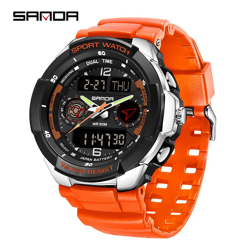 Sanda Electronic Watch: Fashionable, Versatile, Luminous, Waterproof Sports Watch for Middle School Students with Alarm Clock Function.