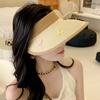 Delicate and sweet new big-brimmed empty-top sun hat summer women's UV protection and sun protection bow straw hat