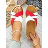 Color-Blocked Wedge Sandals for Women - Plus Size 2025 Summer New Arrival Thick-Soled Cross-Strap Beach Sandals