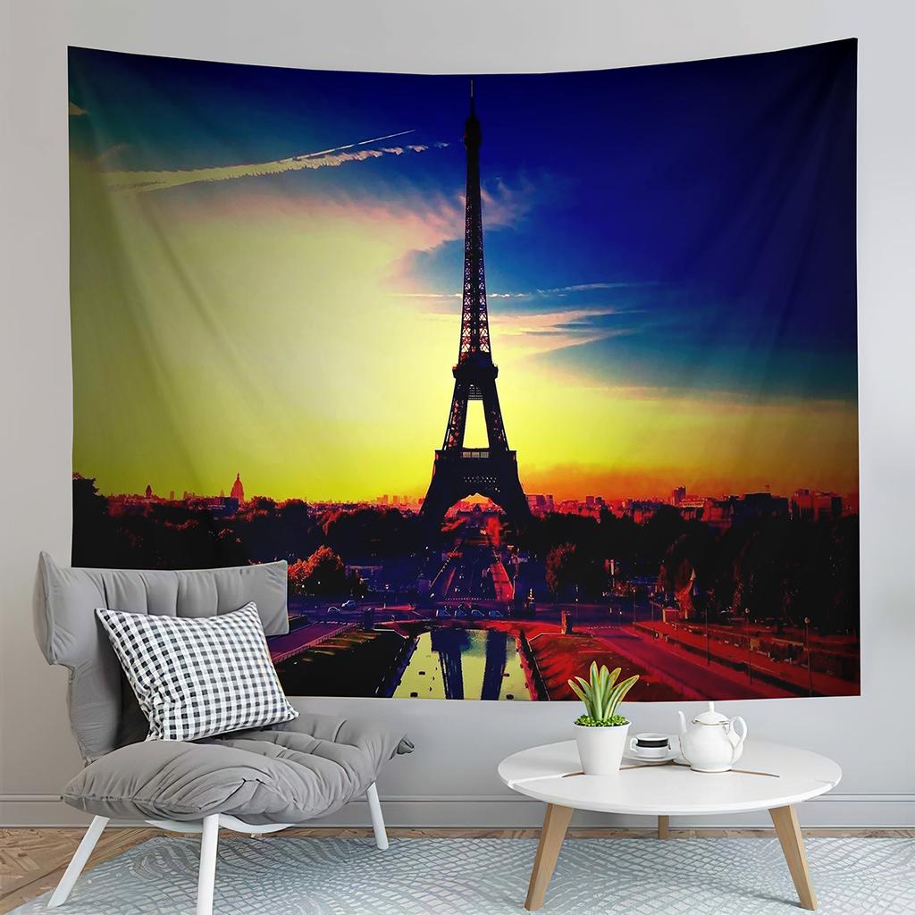 Eiffel Tower Tapestry Lover Couple Tapestry Romantic Scenery Tapestry Home Living Room Dorm Bedroom Aesthetics Decor Tapestries