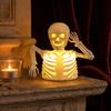 Halloween Pumpkin Skull Night Light, LED Spooky Decor for Haunted House, Glowing Ghost Ornament for Table Centerpiece