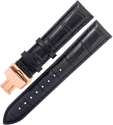 Toncharme Uhrenarmband Krokodilgeprägt Ersatz EASY CLICK Echtes Leder Druckknopf Faltschließe Uhrenarmband Roségoldene Schnalle [TONCHARME] 12-24mm