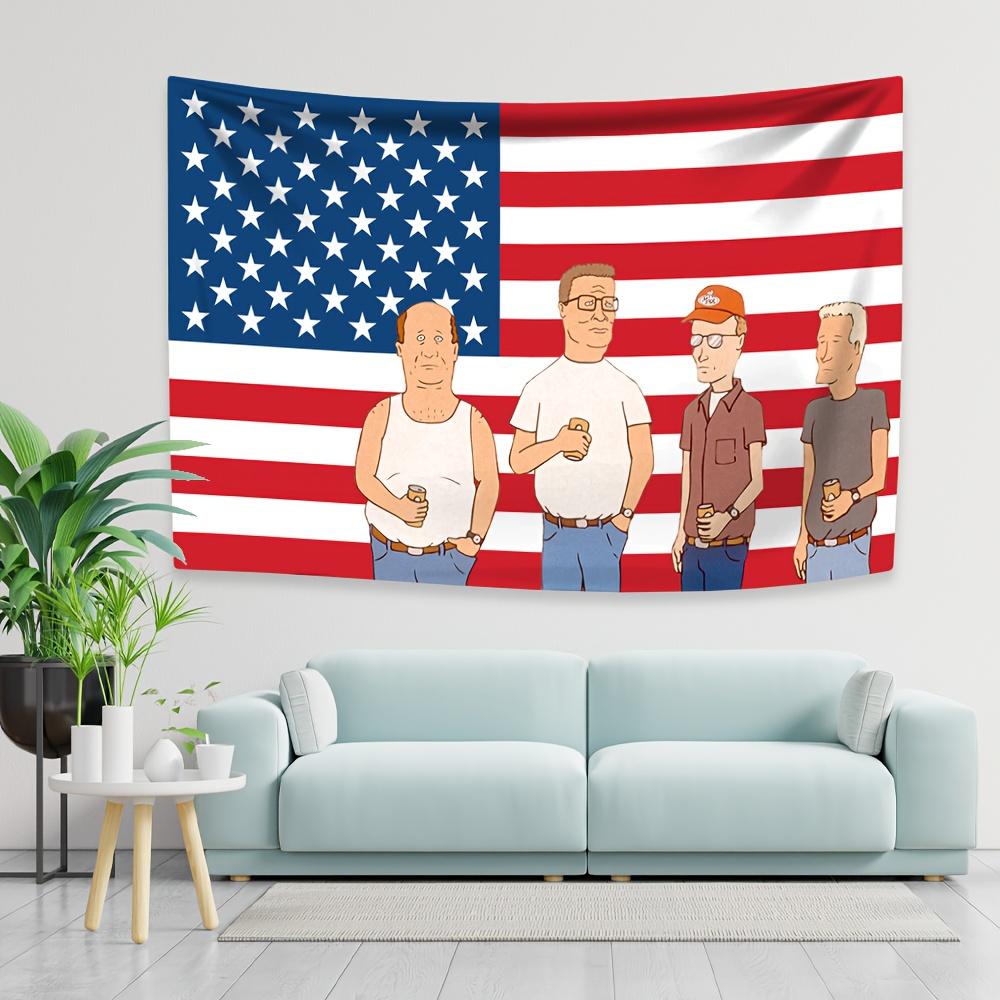 American Flag Tapestry Vintage Animation Style Wall Hanging Cloth Living Room Room Decoration Home Decoration