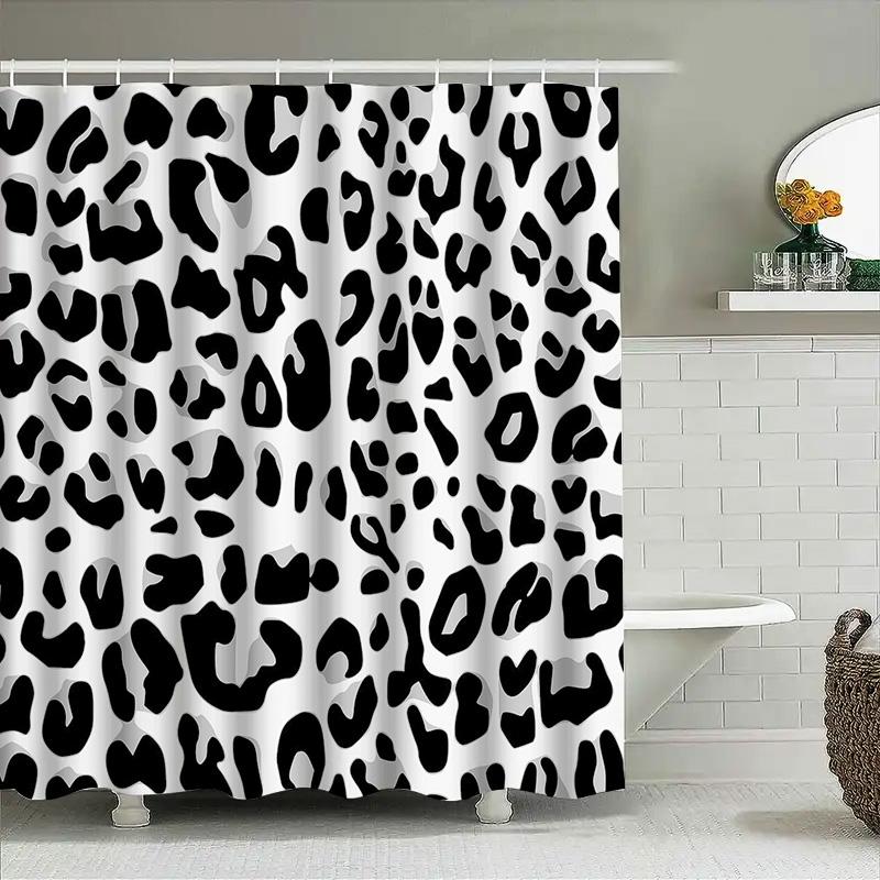 Animal Print Shower Curtain Jungle Leopard Pattern Bathroom Decor Wild Nature Theme Waterproof Fabric Liner For Home