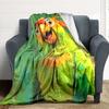 1pc Parrot Jungle Print Blanket   Lightweight Flannel Throw Blanket For Sofa, Bed, Living Room, Office, Outdoor Travel, Camping