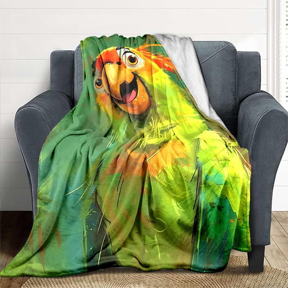 1pc Parrot Jungle Print Blanket   Lightweight Flannel Throw Blanket For Sofa, Bed, Living Room, Office, Outdoor Travel, Camping