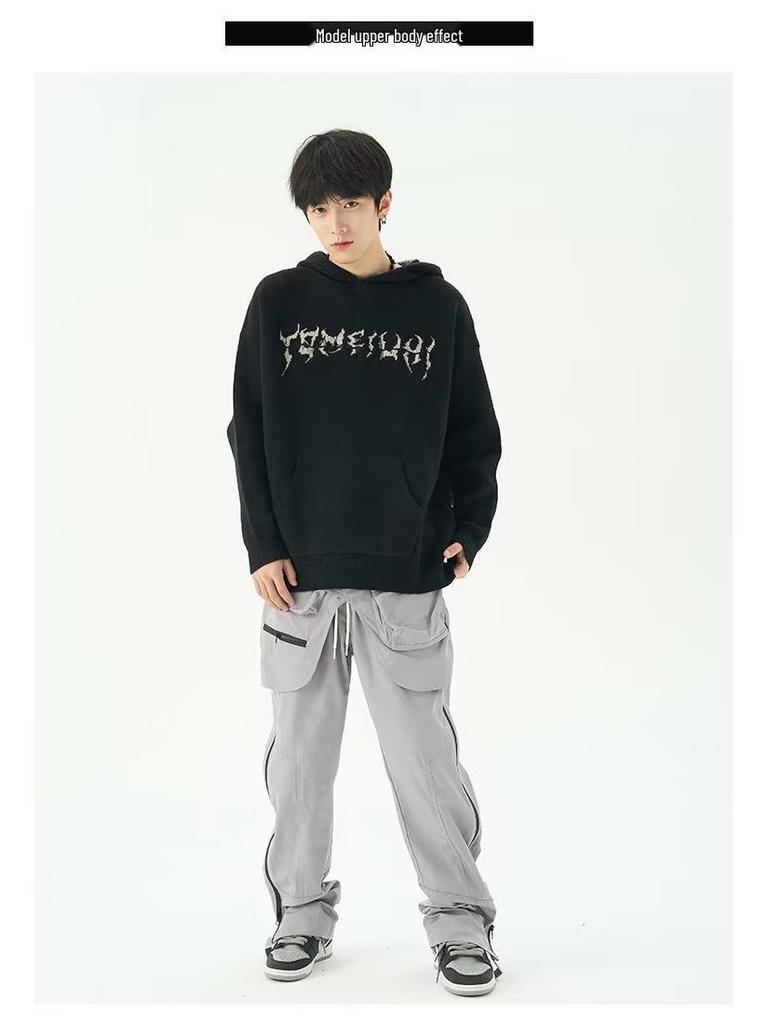 Pull à capuche style américain pour homme - Maille ample tendance pour un look urbain décontracté