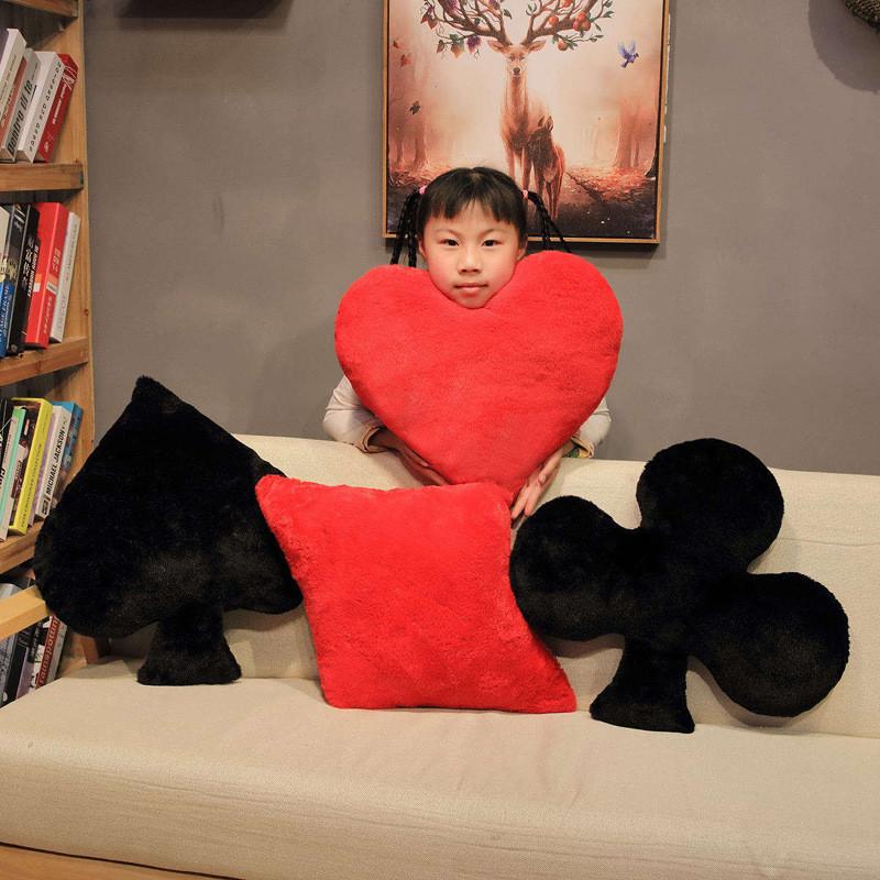 Classic Card Suit Plush Pillow With Soft Short Plush Cover For Home Decor And Lounge Comfort