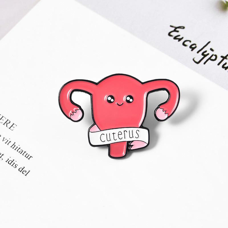 Unique Cartoon Uterus Shaped Alloy Brooch Creative Personalized Enamel Pin For All Genders