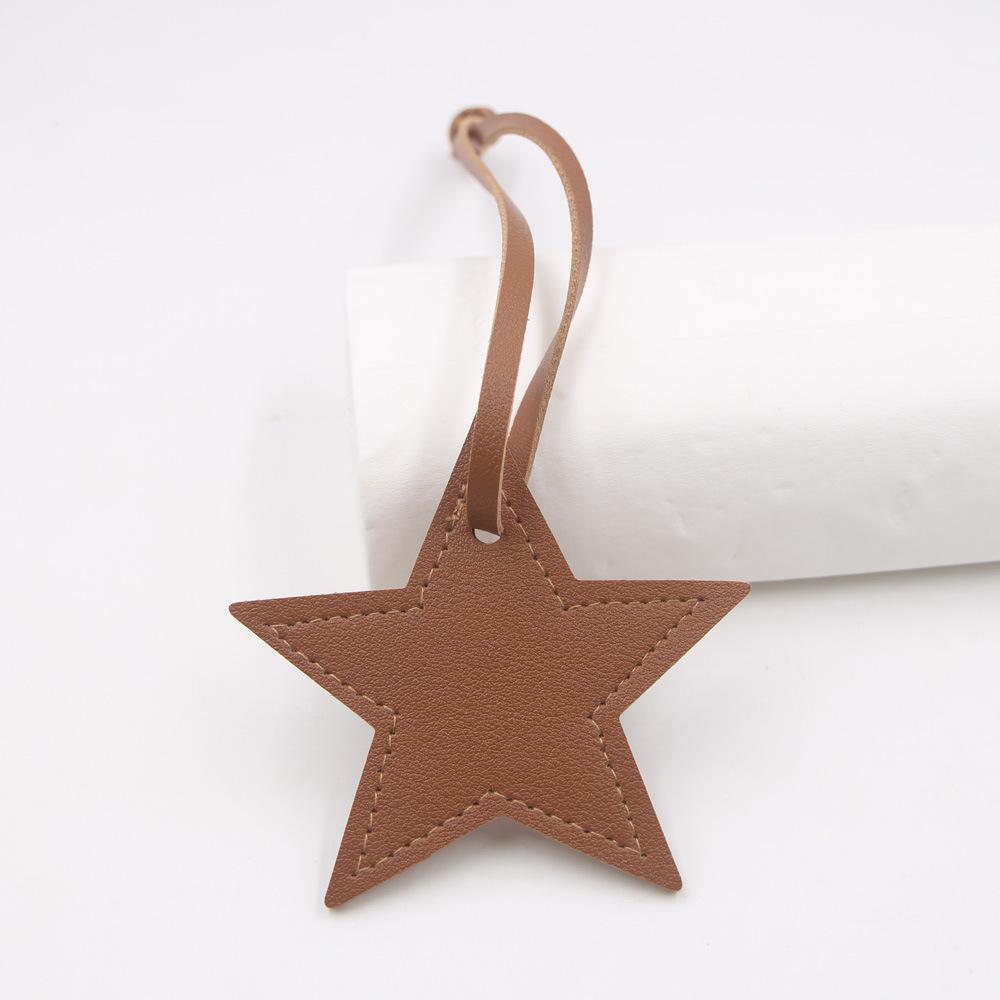 

Пятиконечная звезда ПУ кожаный брелок для сумки Одежда Багажные аксессуары Кожаный подвесной шнур Подходящий кулон Star hanging rope кофейный
