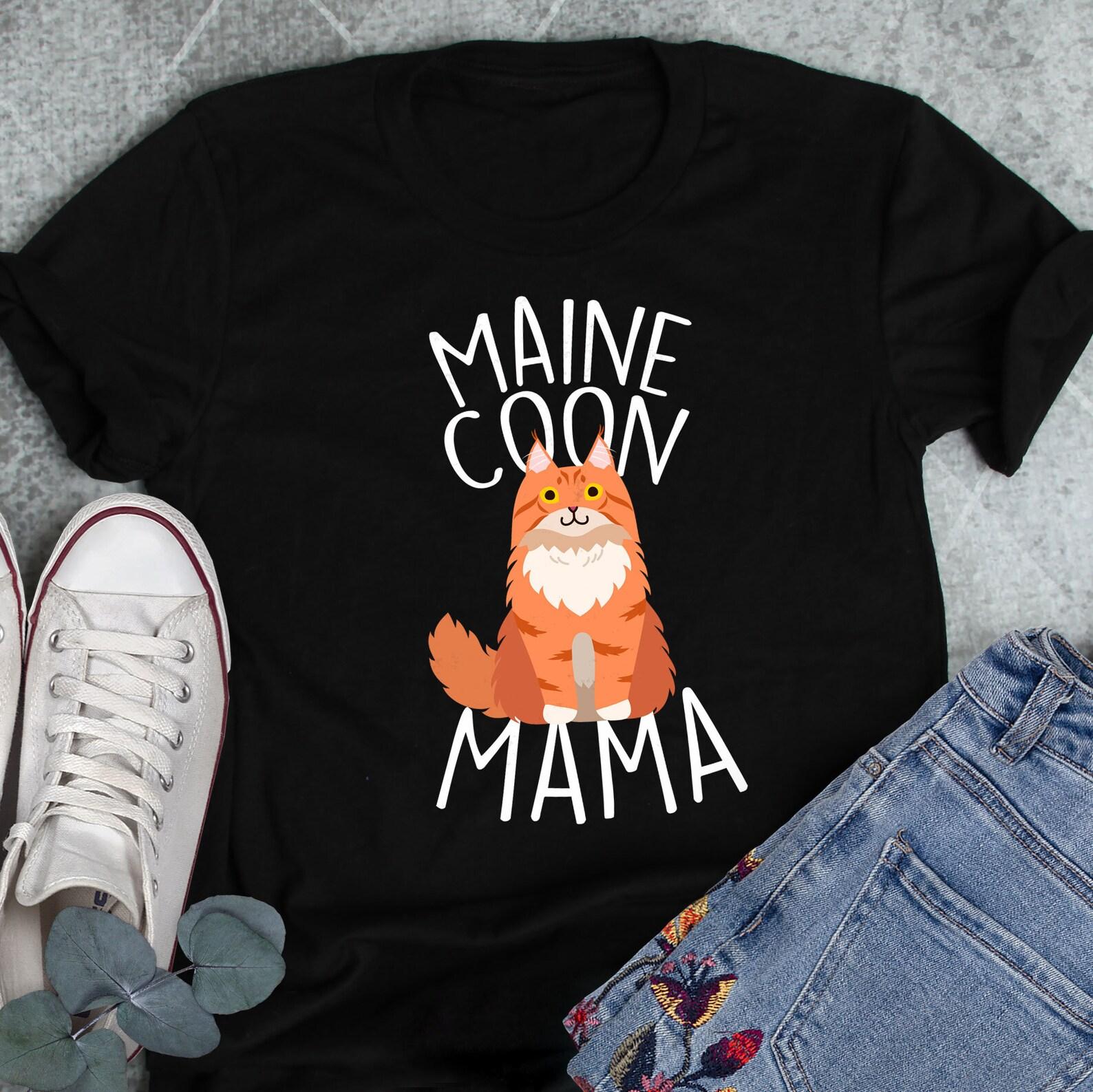 Maine Coon Mama Shirt, , Cat Lover Gift, Cute Pet T-shirt, Maine Coon Lover Tshirt, Maine Coon Tee, Cat Mom, Red Ginger 110