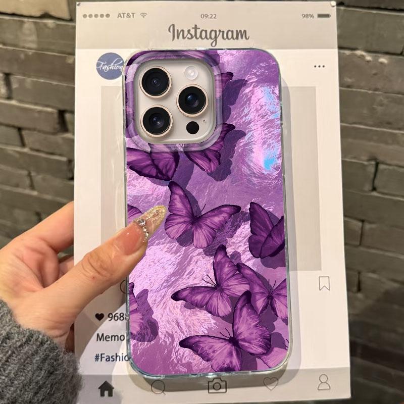 

Чехол для телефона с бабочкой для Apple iphone 16pro 16plus 15 16 14 13 Pro Max 16e 12 11 7 8 Plus XR SE для девочек и женщин Fundas Cover iPhone 14 Plus