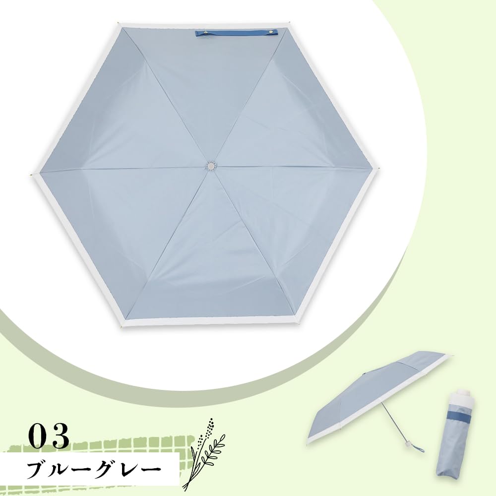 Ogawa Folding Light Blocking UV Blue For Sunny or Rainy Water Grosgrain Family LINEDROPS 57419 Parasol, Women's Umbrella, Rate, 99.9% Protection,
