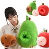 Stuffed Capybara Plushie In Avocado Cushion Soft Fuzzy Plush Pig Hiding In Apple Plush Capibara Toy Throw Pillow Birthday Gift