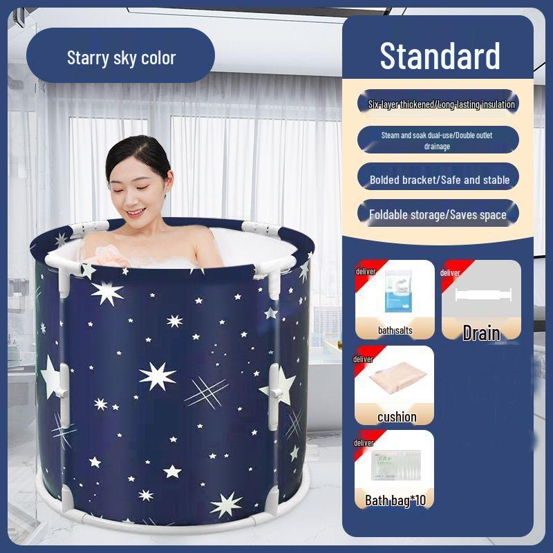 Rectangular Folding Bathtub for Adults and Children - No Installation Required, Full Body Thickened Design.