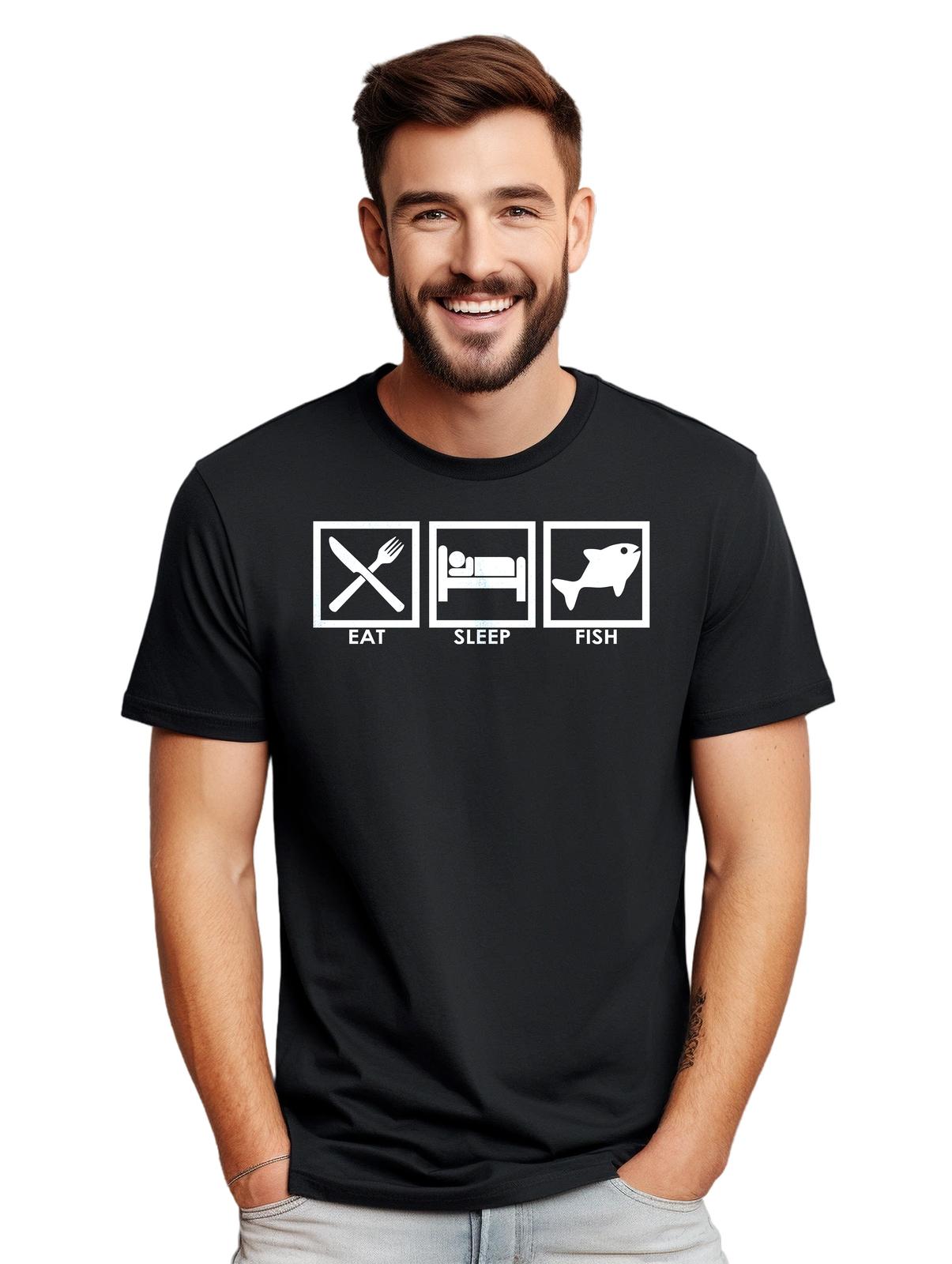 Eat Sleep Fish T-Shirt Mens Womens Tees Top - Funny and Reel-tastic! 100% cotton, Funny T-Shirt Mens Womens Tees Top, Unis XL