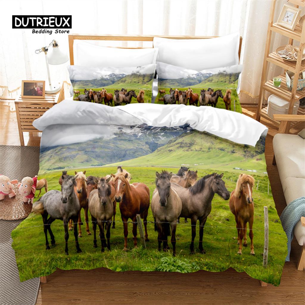 

Постельный комплект «Животный мир», 3 предмета, комплект пододеяльника, мягкий, удобный, дышащий пододеяльник, для декора спальни, гостевой комнаты EU single(135x200cm)