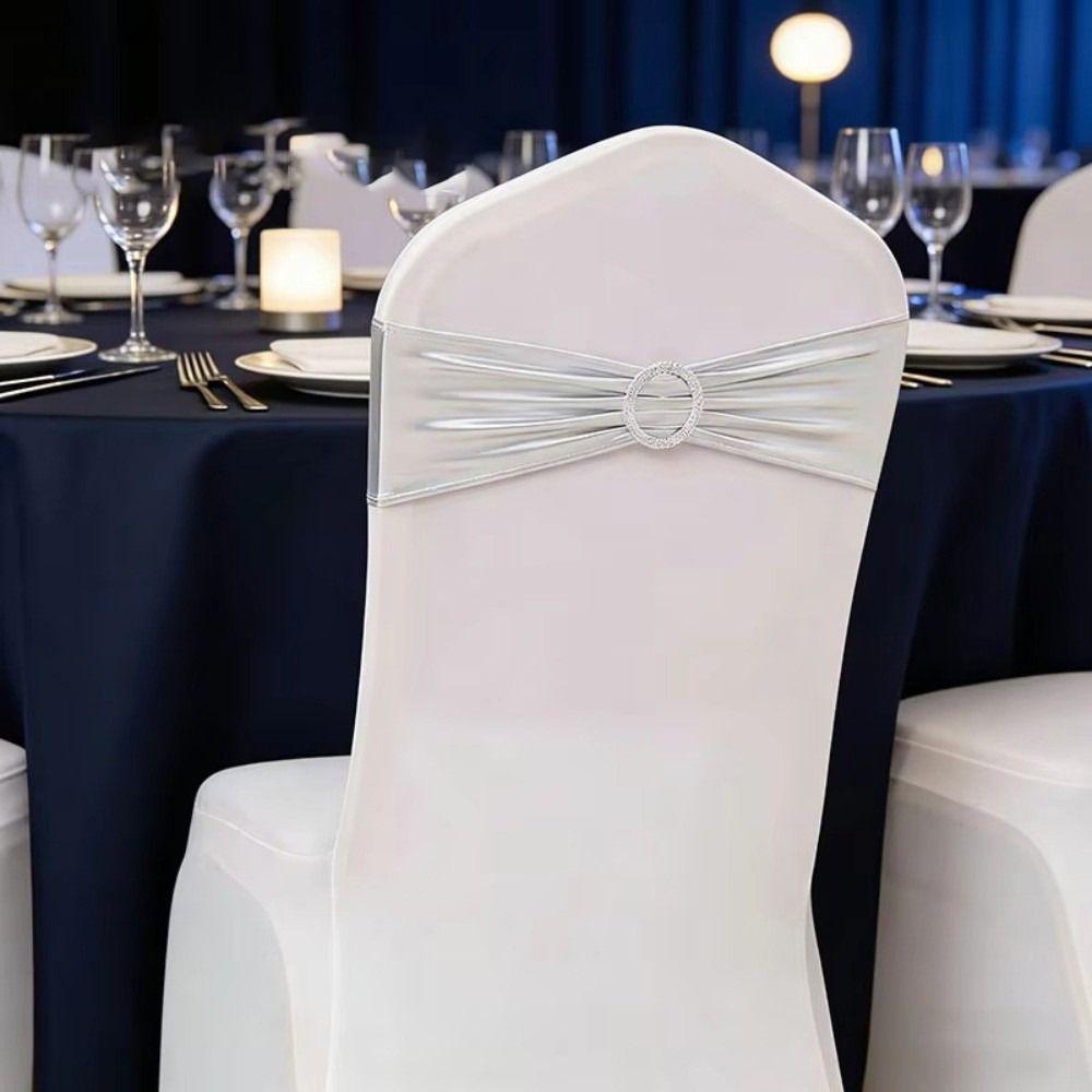 Spandex Stretch Chair Sashes Universal Fit Elastic Chair Ties Anti Slip Buckle Slider Wedding Chair Bows