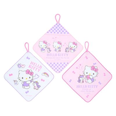 Loop Towel Hello Kitty with Name for 249483 (SANRIO) 3-Piece Set, Design, Antibacterial, Space, Daycare/Kindergarten,