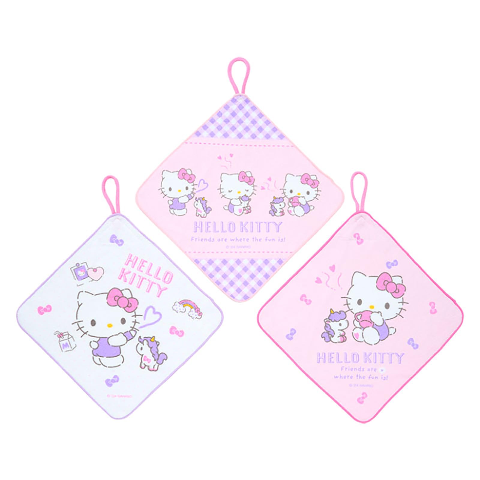 

Sanrio Loop Towel Hello Kitty with Name for 249483 (SANRIO) 3-Piece Set, Design, Antibacterial, Space, Daycare/Kindergarten,