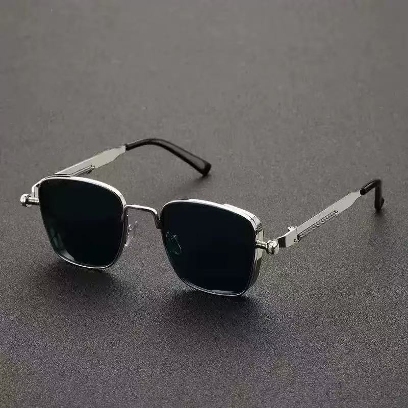 Fashion Vintage Sunglasses for Men Square Frame Driving Special Anti UV High Quality Metal Punk Fashion Trendy Sunglasses