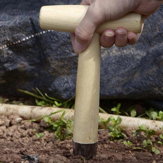 Plant Hole Digger for Planting Garden Seeds Bulbs Planting Tool Handheld Digger with Wooden T-Handle for Tulip Daffodil Saffron Vegetable Seeds