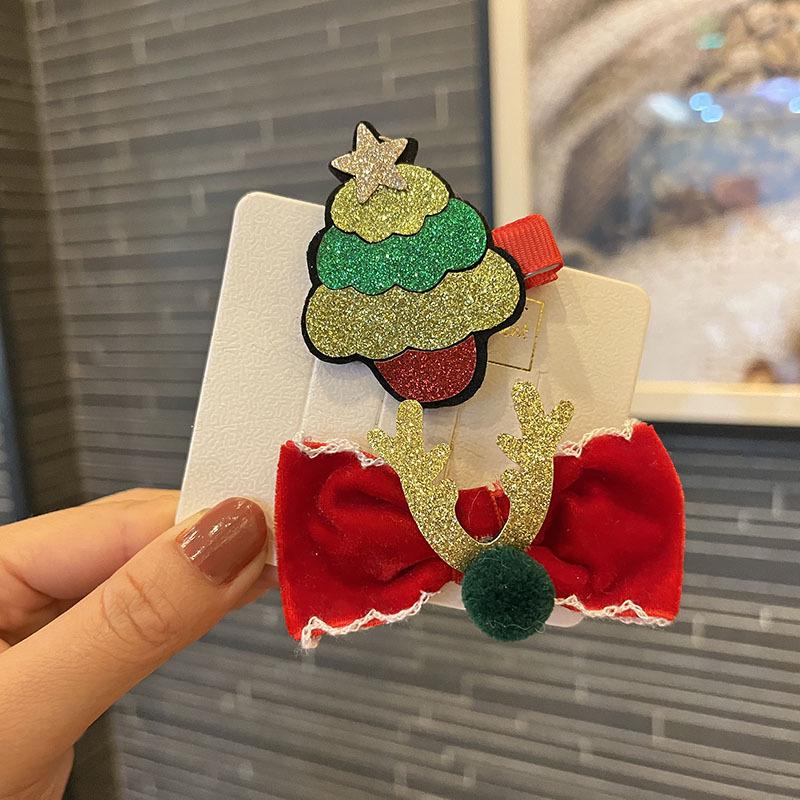 

Детские мультяшные заколки для волос в виде Санта-Клауса: Рождественские аксессуары для девочек детского сада