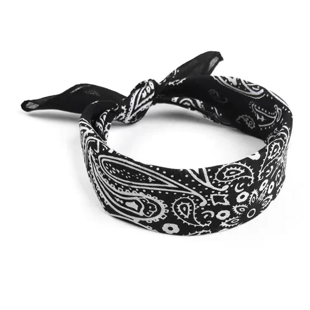 Kakatrend Bandana 100% Cotton Men's Black Triangle Scarf Adult Paisley Stylish Handkerchief Cotton Bandana Unisex Durag 3-Piece Set Black 55cm X 55cm