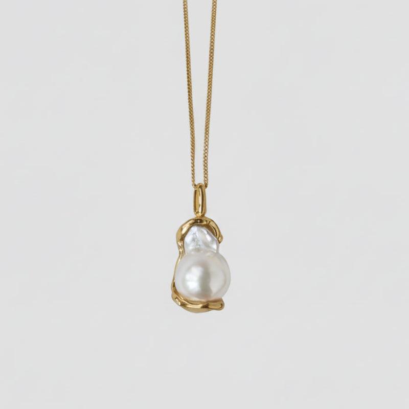 

Vintage Special-Shaped Pendant Necklace Natural Baroque Pearl High-End Style Neck Jewelry Women