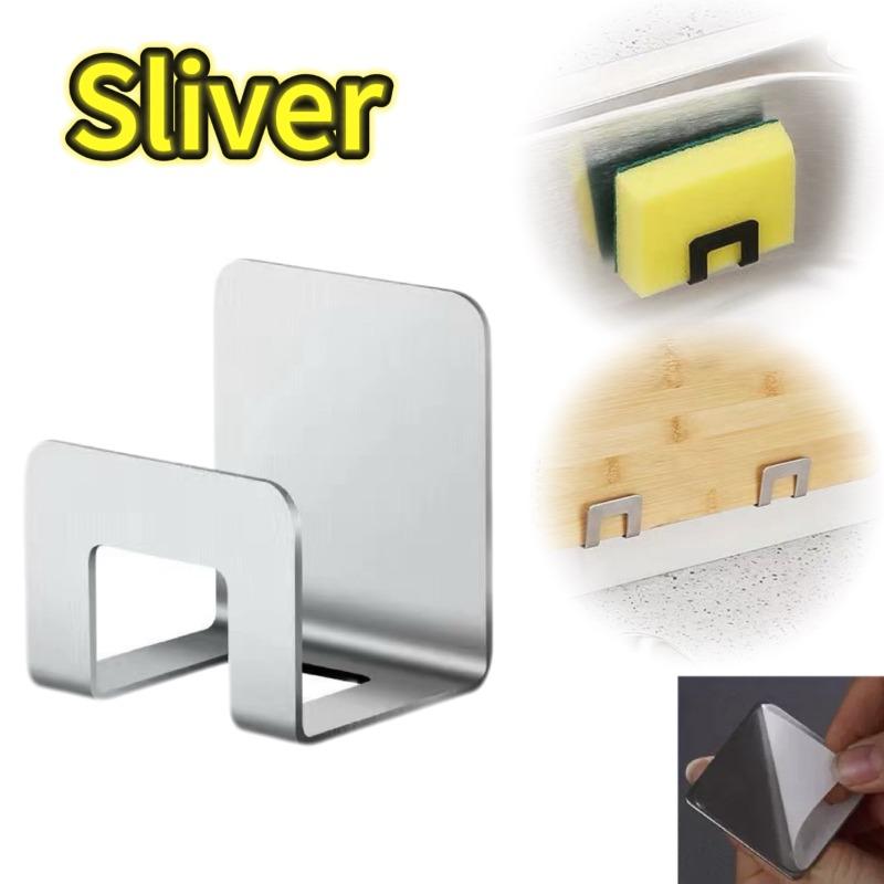 1-12PCS Stainless Steel Kitchen Sink Sponge Holder Tray Drainer Rack Self Adhesive Hook Sink Storage Holder Kitchen Accessories