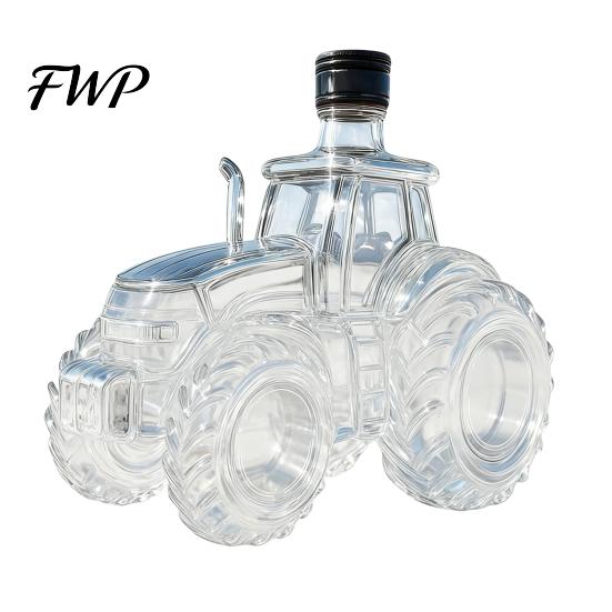 Tractor-shaped Glass Flask Tractor Shaped Whiskey Decanter, 300ML Wine Bottle with Lid, Clear Spill-proof Alcohol for Spirits, Unique Novelty Barware