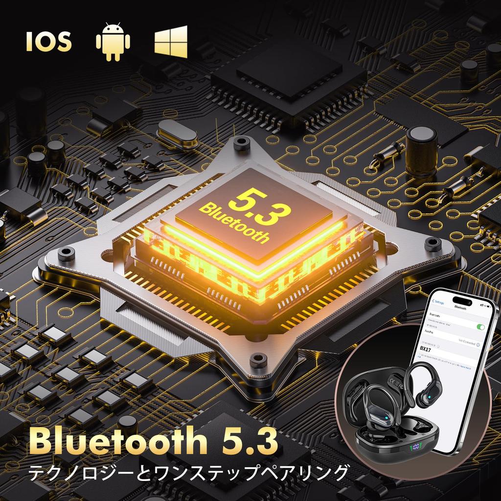 Bluetooth Wireless Earphones Latest Sports Wireless Bluetooth ENC Noise Cancellation Up to 80 Hours Playback IPX7 Waterproof Ear Hook Design Automatic