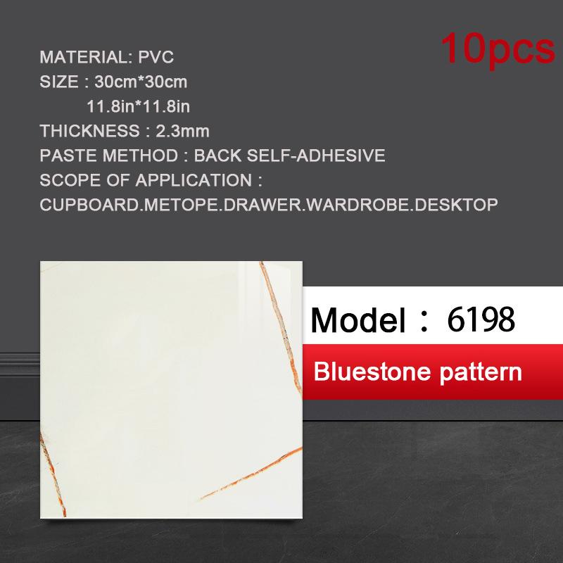 10pcs 30*30cm PVC Imitation Marble Floor Stickers Self-adhesive Wall Stickers Waterproof Bathroom Living Room Moden Decor Decals