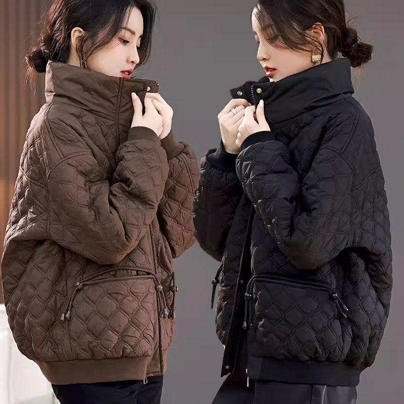 Cappotto Corto in Cotone Imbottito di Piumino Taglie Forti Stile Europeo di Alta Gamma per Donna, Autunno Inverno Casual Caldo