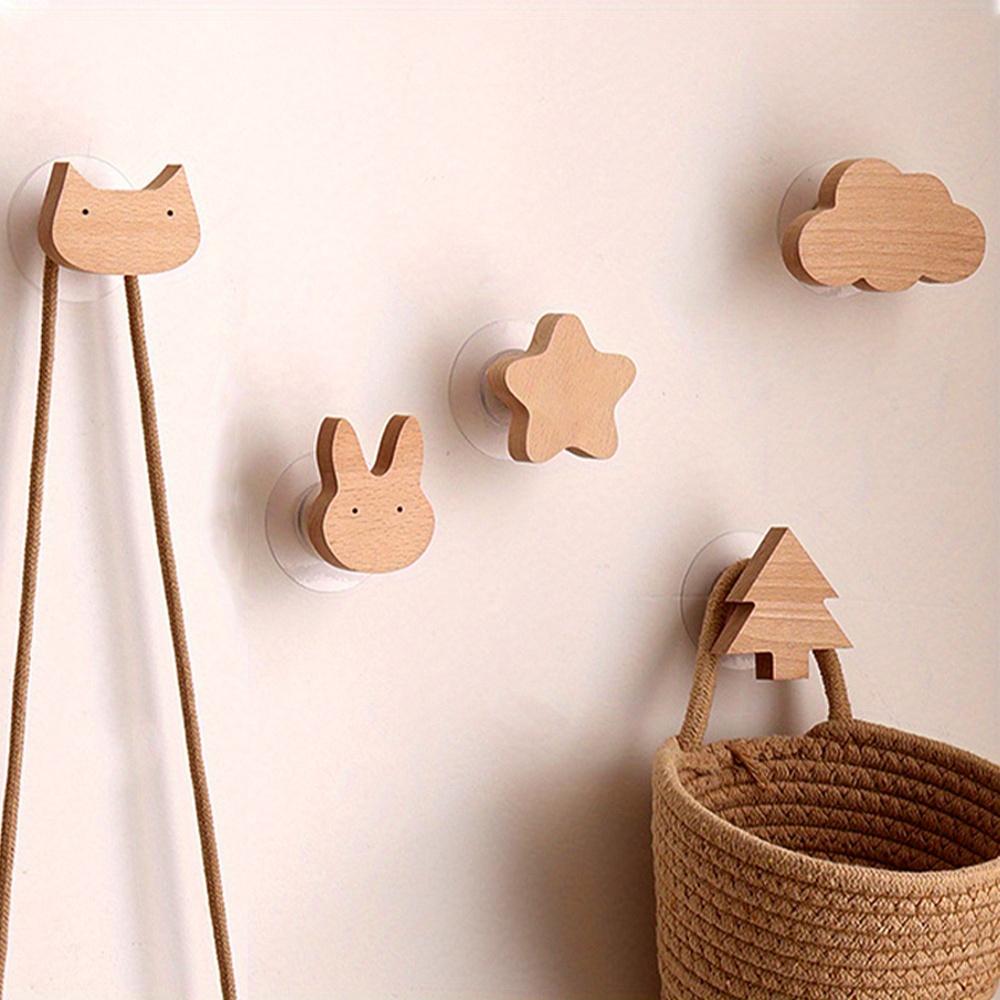 1pcs Wooden Hooks Cute Room Decor Hook Wall Keychain Coat Hook Home Door Wood Hook Hanger Kitchen Accessories Gadget