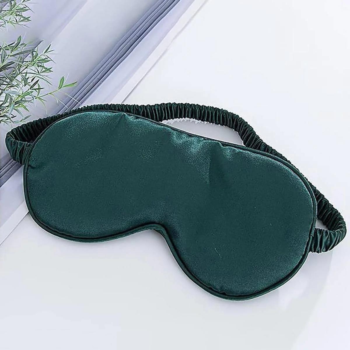 

1 шт. - Двостороння маска для очей зі штучного шовку, захисна маска для очей, дихаюча шовкова сумка для маски для очей, еластична, для обідньої перерви, сну, затінення зелений