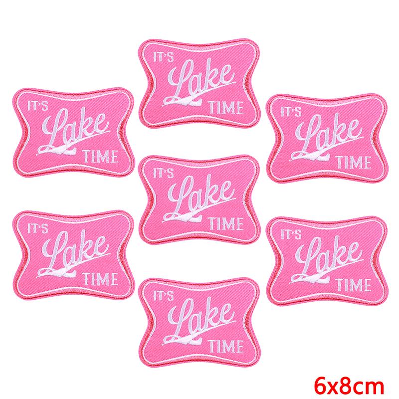 10PCS Wholesale Pink Bow Crown Lips Embroidery Patches For Clothing DIY Thermoadhesive Patches On Clothes Iron On Patch Backpack