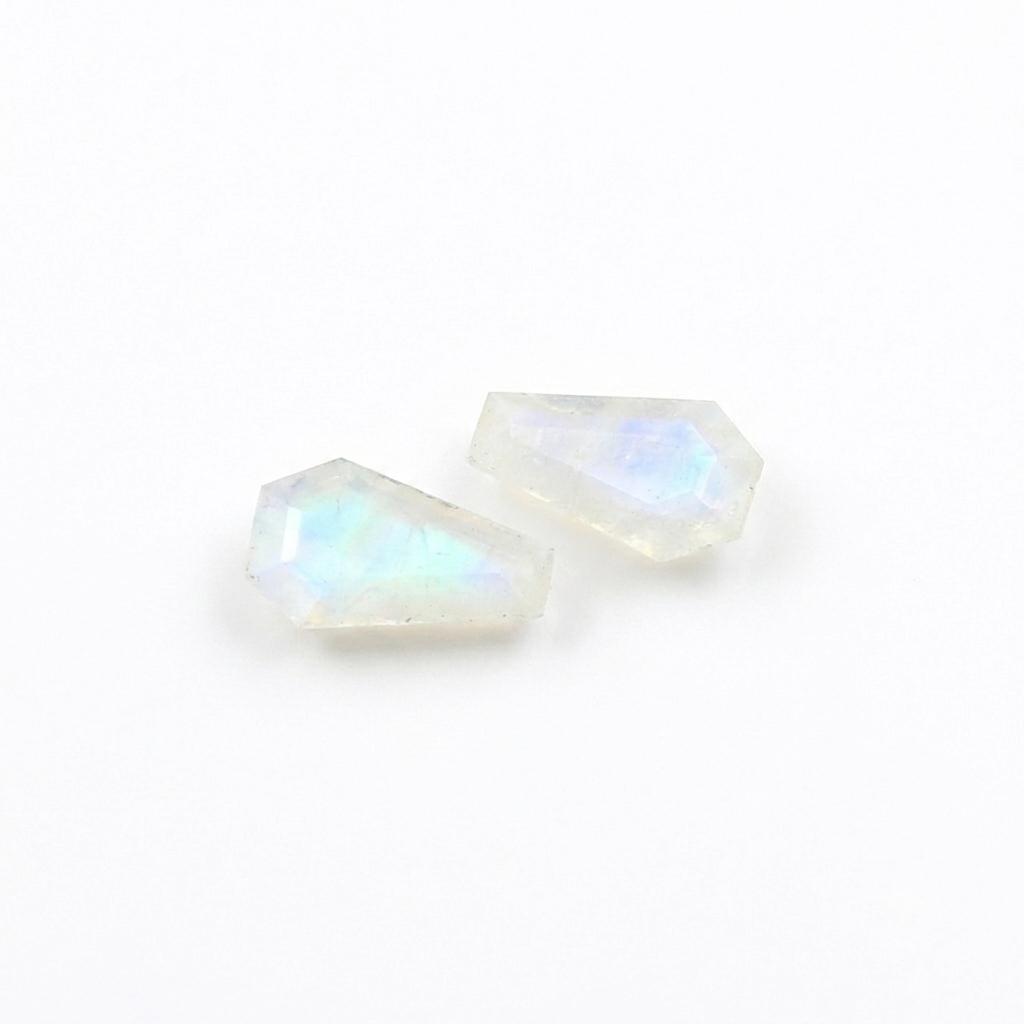 Natural Rainbow Moonstone Coffin Cut Loose Gemstones Lot | Rainbow Moonstone Cabochons for Jewelry Making 7x10mm (1 Piece) белый