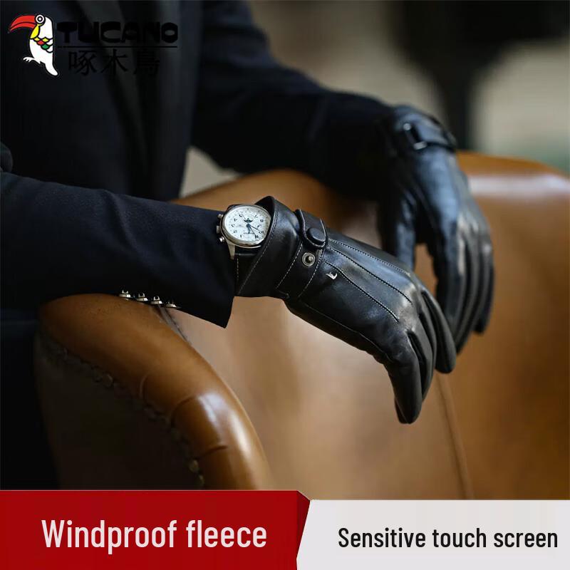 Woodpecker Men s Winter Leather Touchscreen Cycling Gloves One Size