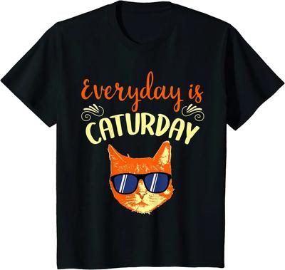 Everyday Is Caturday Saturday Orange Cat Men Women T-Shirt Anime Clothes Men Clothing Casual Cotton Daily Four Seasons