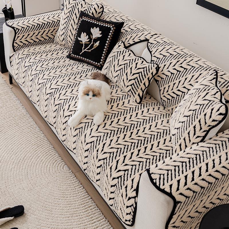 Shu Cotton Lint Thickened Plush Sofa Cushion Universal In All Seasons  New Autumn And Winter Non-Slip Warm Cover Cloth Advanced Cover