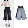 Shorts Denim For Highwaisted Wideleg Women Summer Baggy Midlength Jeans Pants Solid Casual Clothing Streetwear