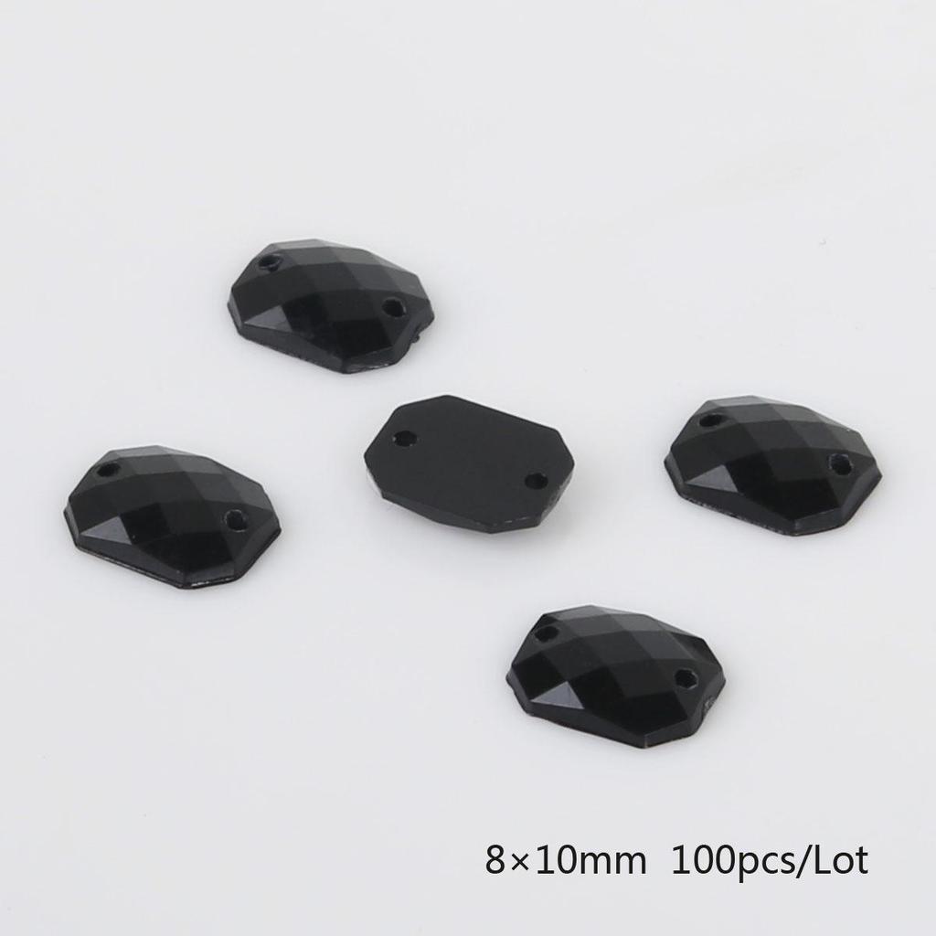 Kulaté mnohostranné akrylové kamínky s plochou zadní stranou a dvěma otvory pro DIY šperkové doplňky