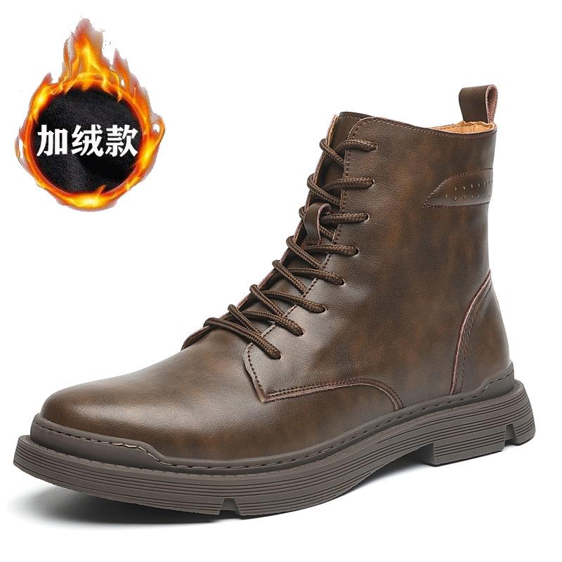 

Fashion Cowhide Men s Motorcycle Boots High Top British Style Retro Chelsea Boots Workwear Boots 44