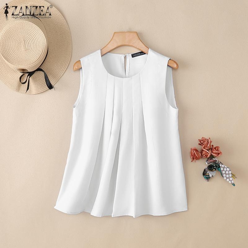 ZANZEA Women Casual Round Neck Summer Sleeveless Tank Tops