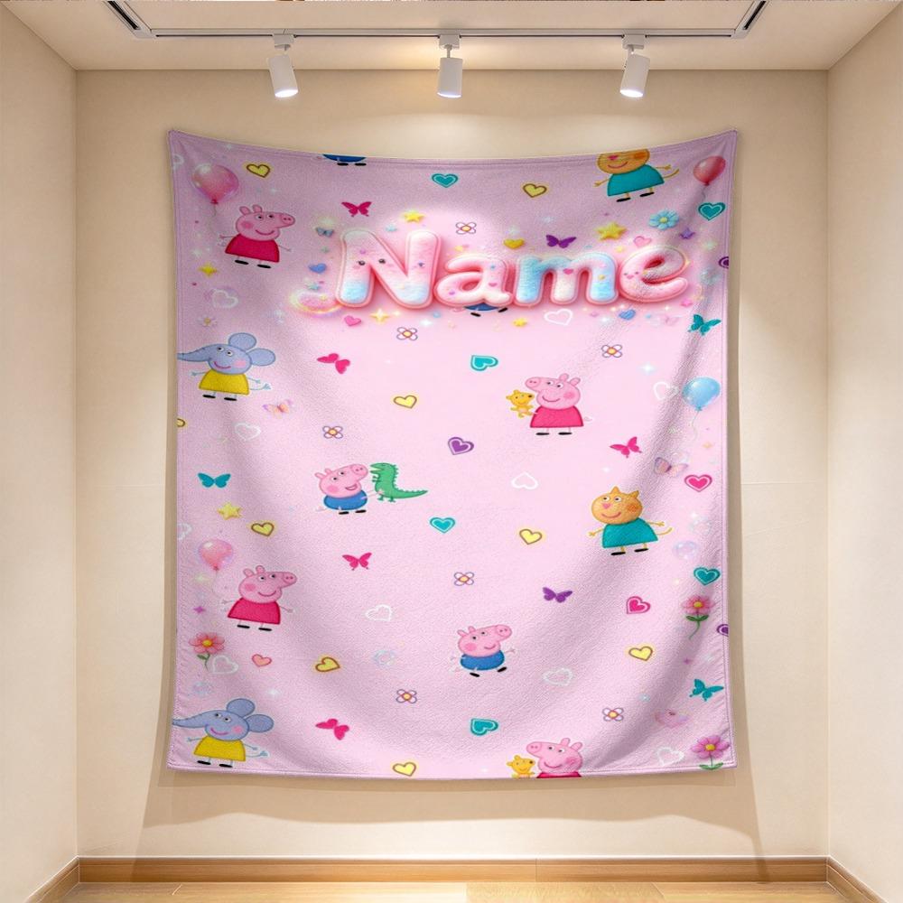 Custom Name Pink Pig Tapestry Wall Hanging for Bedroom, Living Room & Dorm Decor, Modern Home Wall Art