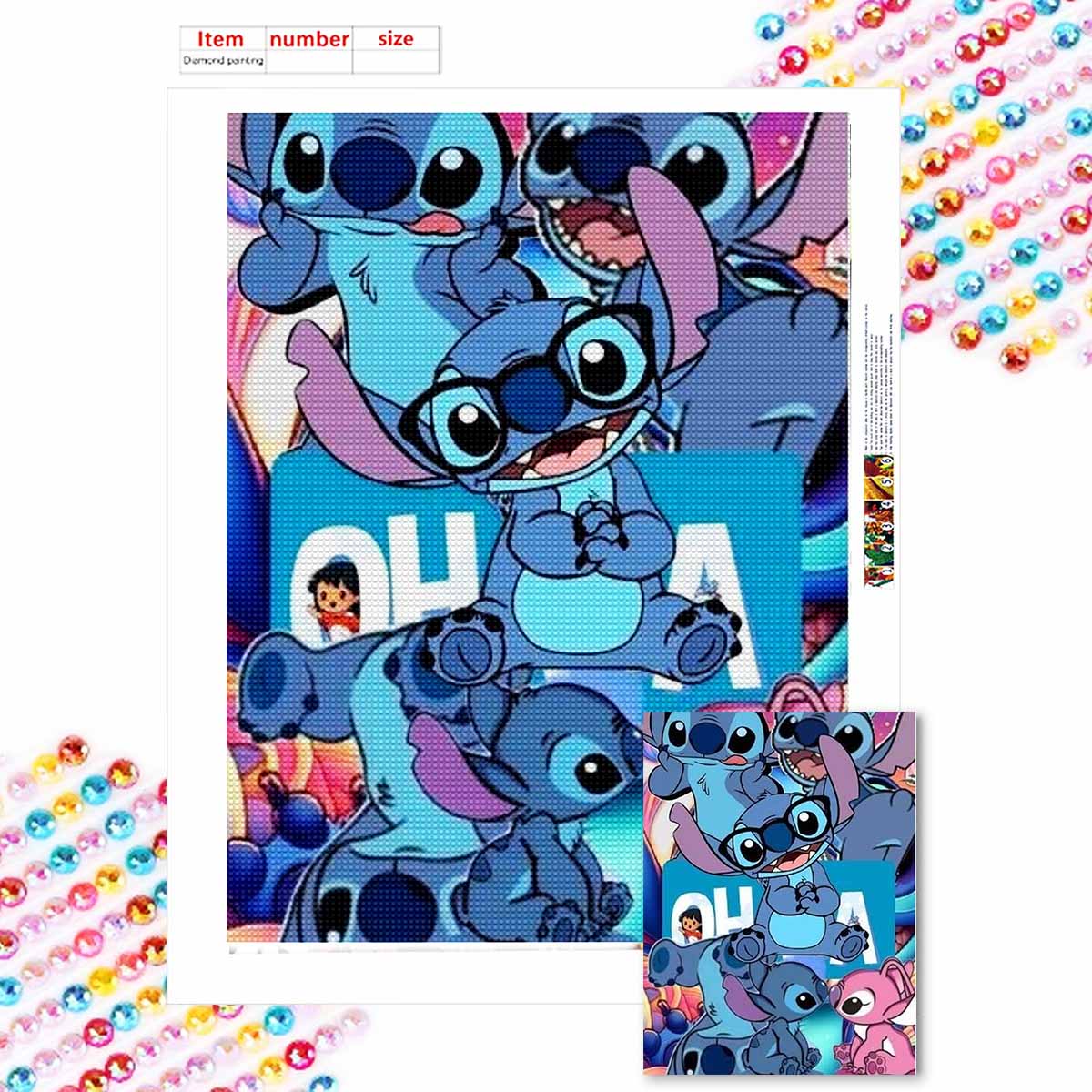 

Алмазная живопись своими руками Стич и его подруга Набор для вышивания крестом Мозаичное искусство Алмазная живопись Полная круглая алмазная Домашнее украшение Round 20x30cm