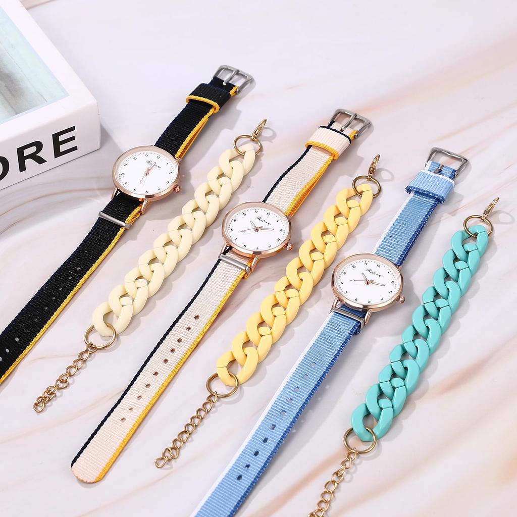 Watch Bracelet Set Canvas Braided Cute Stylish Analog Display Waterproof Quartz Watch Fashion Watch Accessories Birthday Anniversary Christmas Day